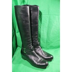 Poppy Barley Womens 8.5 Tall Black Leather Riding Style Boots